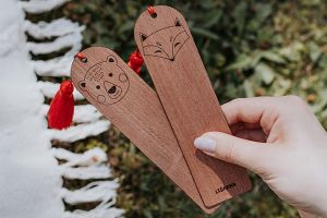 Lesezeichen aus Holz Cute Bear Bookmark