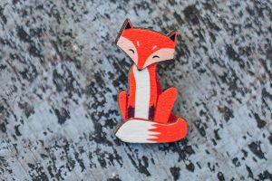 Holzbrosche Cute Fox