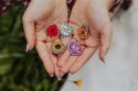 Holzbrosche Sunflower Bloom Brooch