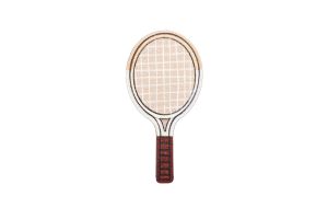 Holzbrosche Tennis bat Brooch