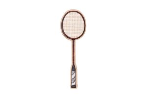 Holzbrosche Badminton bat Brooch