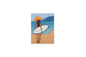 Holzbrosche Sunset surfing Brooch