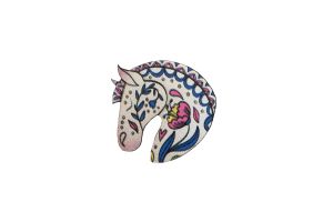 Holzbrosche White horse Brooch